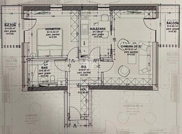 Apartament cu 2 camere decomandat în Semicentral
