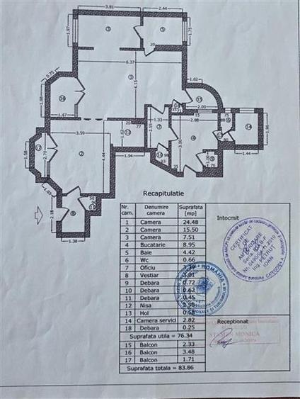Apartament cu 3 camere decomandat în Universitate