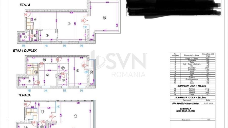 Apartament 4 Camere tip TRIPLEX- Terase 70mp - 4