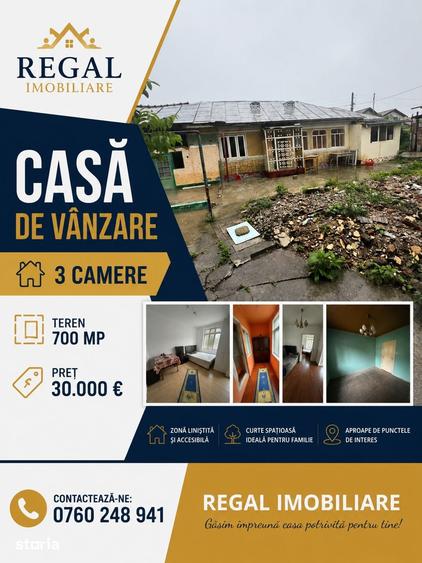 Casă cu 3 camere cu Teren 700 Mp în Deal