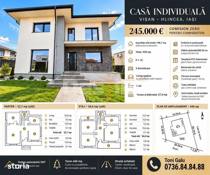 Casă cu 4 camere cu Teren 505 Mp în Bârnova