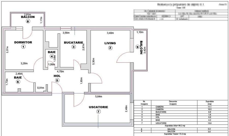 Apartament cu 3 camere în Turnișor