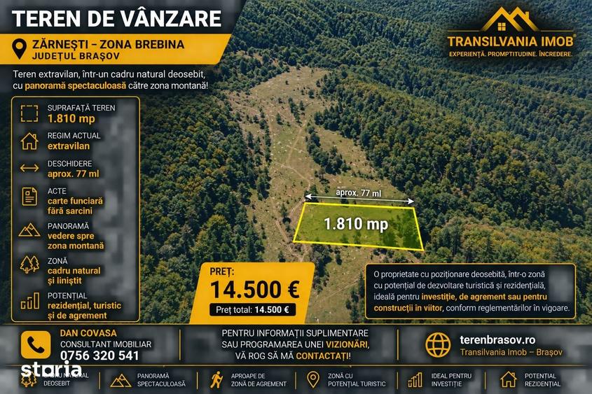Teren de 1810 mp, în Brebina
