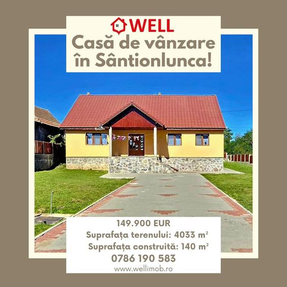 Casă cu 3 camere cu Teren 4033 Mp în Sântionlunca