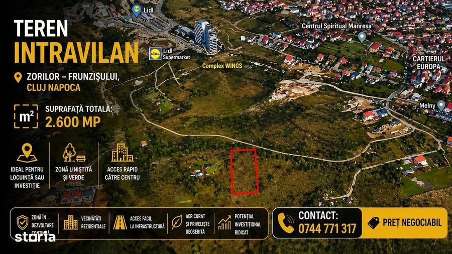 Zorilor - Frunzisului, Teren intravilan 2.600 mp - 1