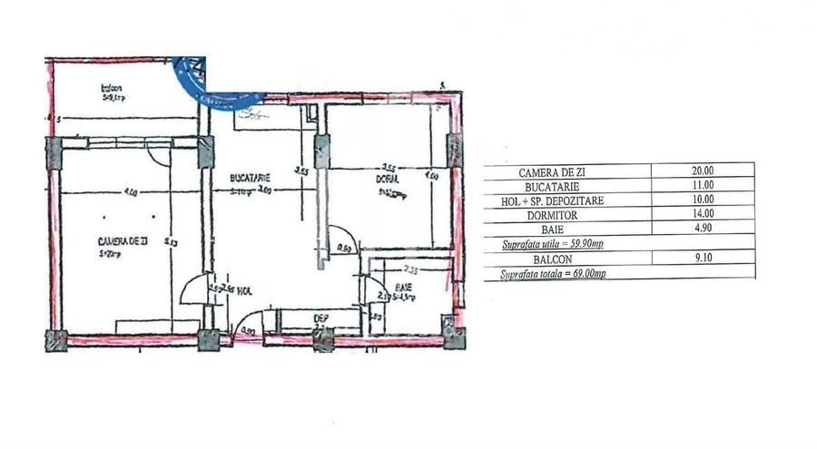 Apartamet cu 3 camere, 60mp utili + balcon (9mp), parcare, Ciresica - 1