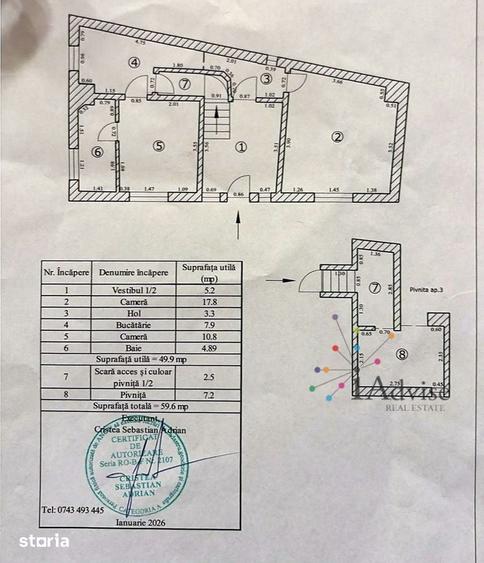 Apartament cu 2 camere în Centrul Istoric