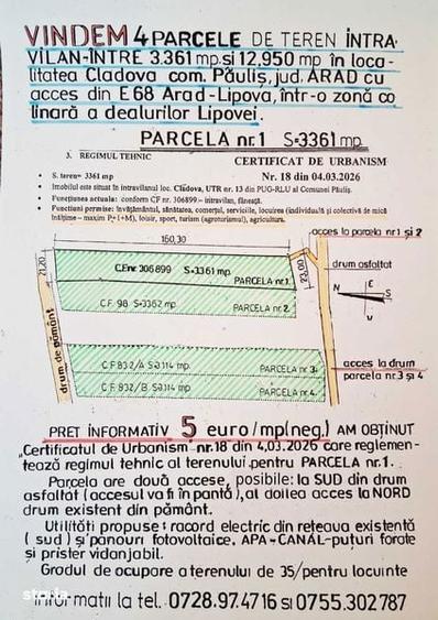 Vindem terenuri intravilane in Cladova - 1