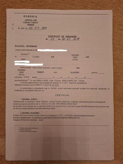 Teren Construcții intravilan de 1480 mp, în Vlădiceni