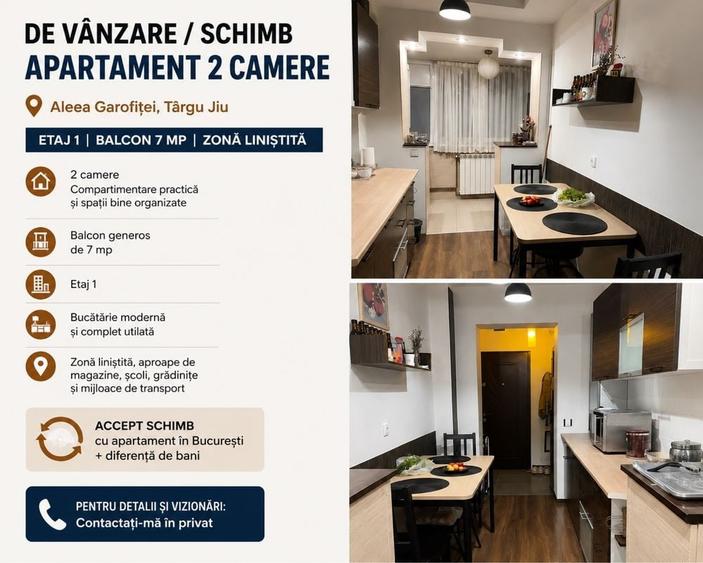 Apartament cu 2 camere decomandat în Exterior Vest