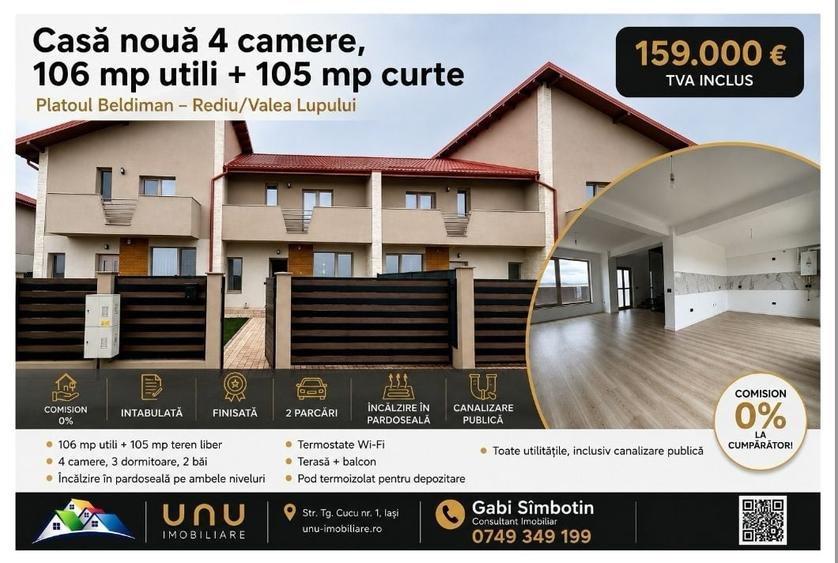 Casă individuală cu 4 camere cu Teren 172 Mp în Central