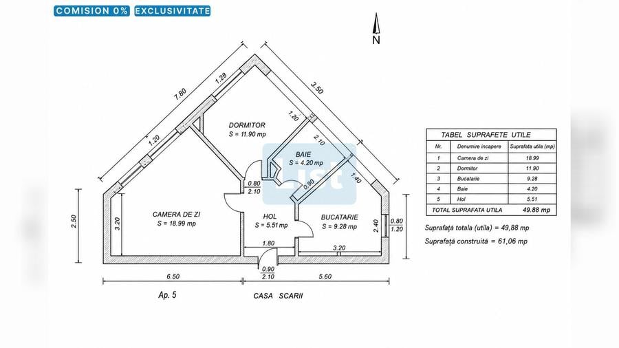 Apartament cu 2 camere decomandat în Crihala