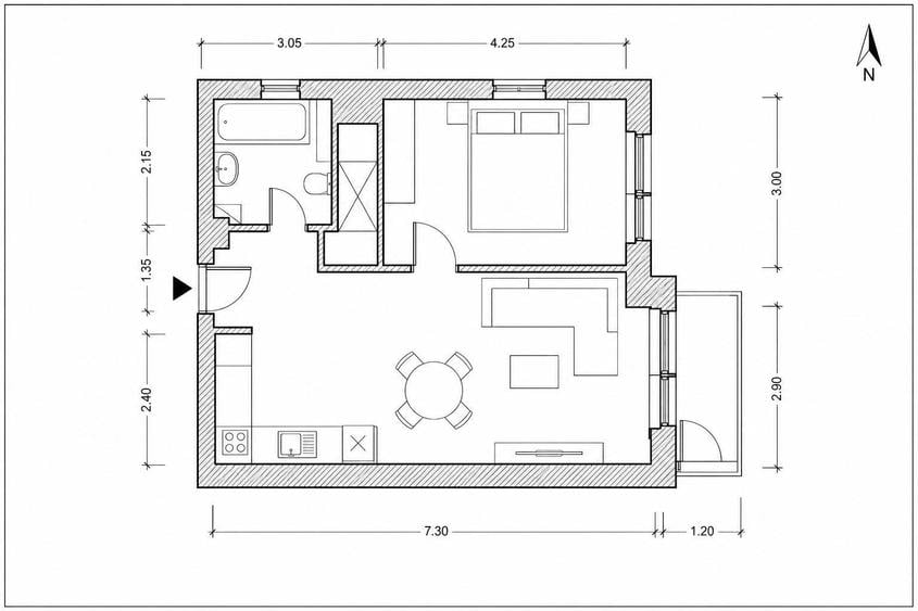 Apartament nou cu 3 camere, 54mp, etaj intermediar, orientare V, in Centru - 1