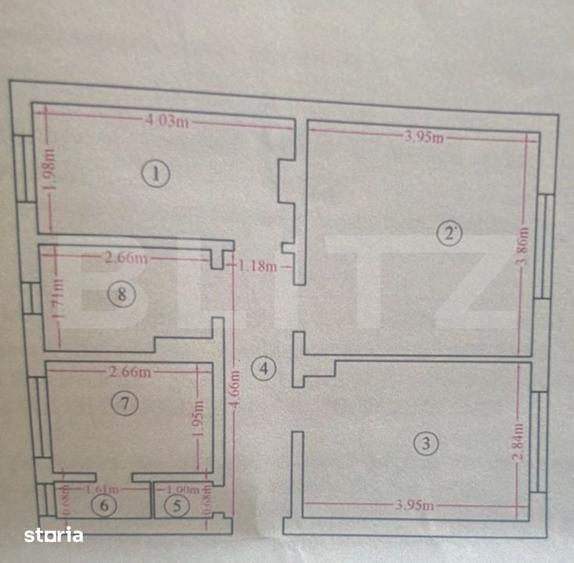Apartament 3 camere decomandat, 55 mp, parter Miroslava - 1