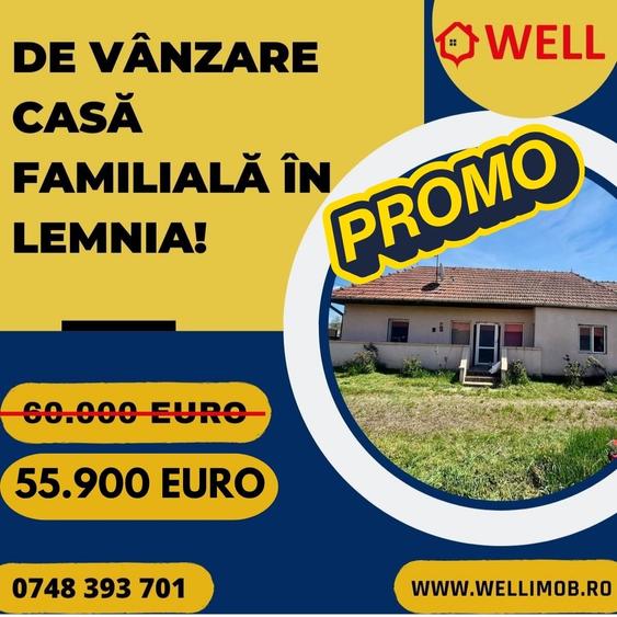 Casă individuală cu 2 camere cu Teren 1545 Mp în Lemnia