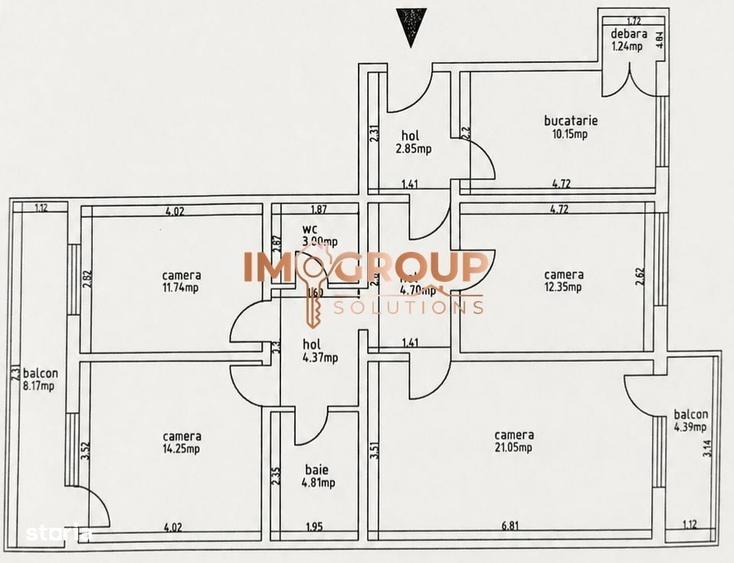 Apartament cu 4 camere decomandat în Gară