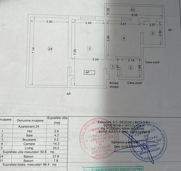 Penthouse cu 2 camere decomandat, mobilat în Mamaia-Sat