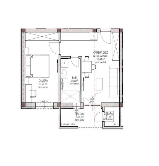 Apartament cu 2 camere în Țiglari