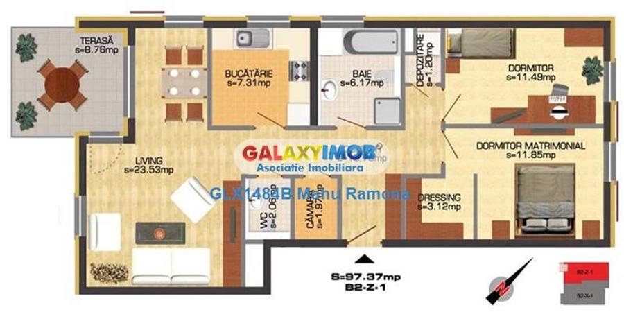 Apartament cu 3 camere decomandat în Sud-Vest