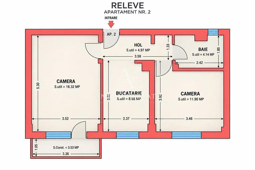 Apartament cu 2 camere decomandat, mobilat în Decebal
