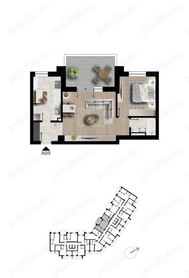 Apartament cu 2 camere semidecomandat în Păcii