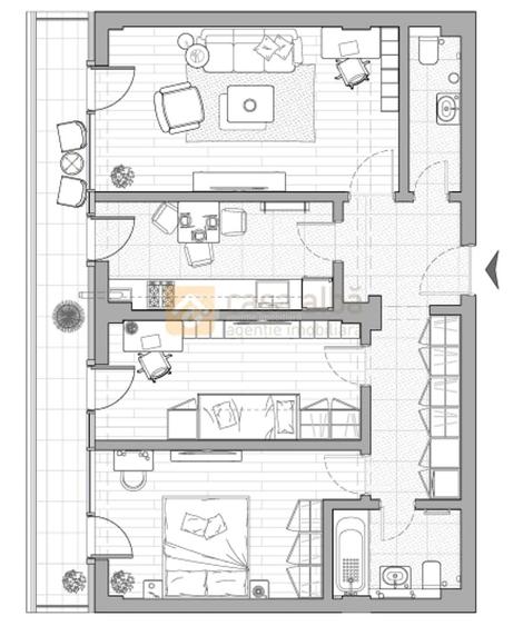 Apartament cu 3 camere decomandat în Central