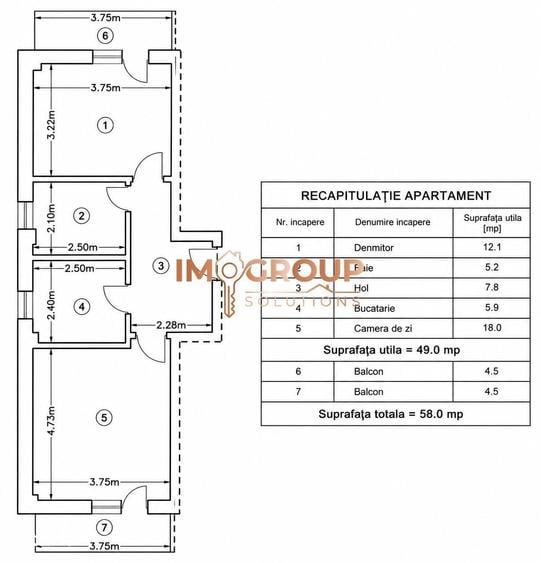 Apartament cu 2 camere în Rediu