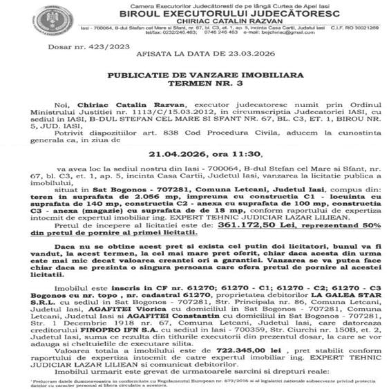 Teren de 2056 mp, în Lețcani