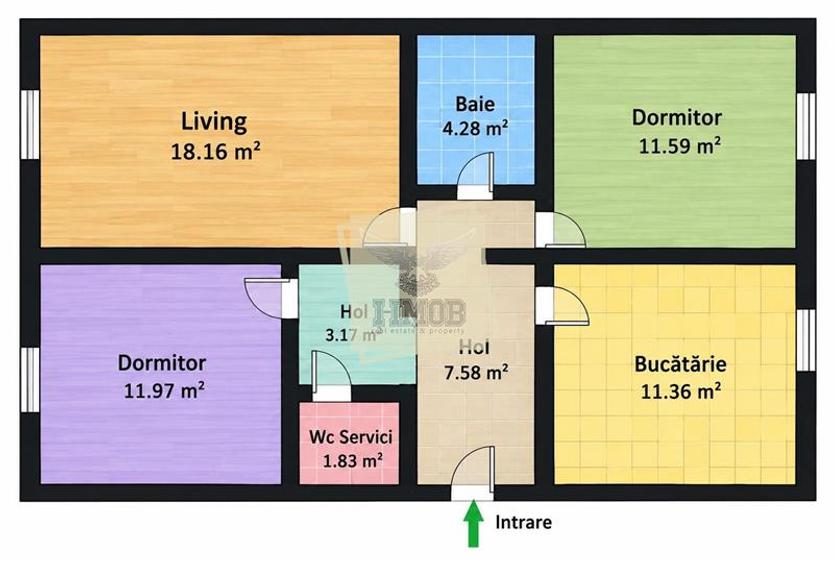 Apartament cu 3 camere decomandat, mobilat în Vasile Aaron