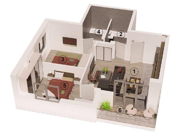 Apartament cu 3 camere semidecomandat în Florești