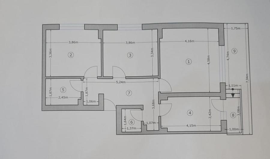 Apartament cu 3 camere decomandat în Central