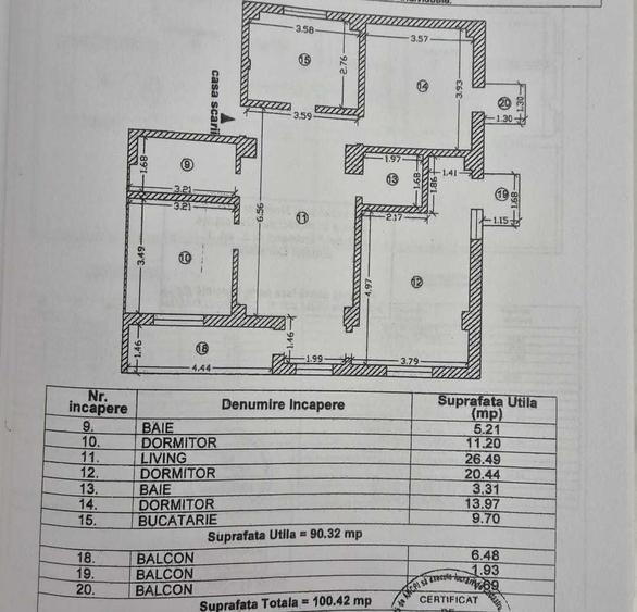 Apartament cu 4 camere semidecomandat în Central