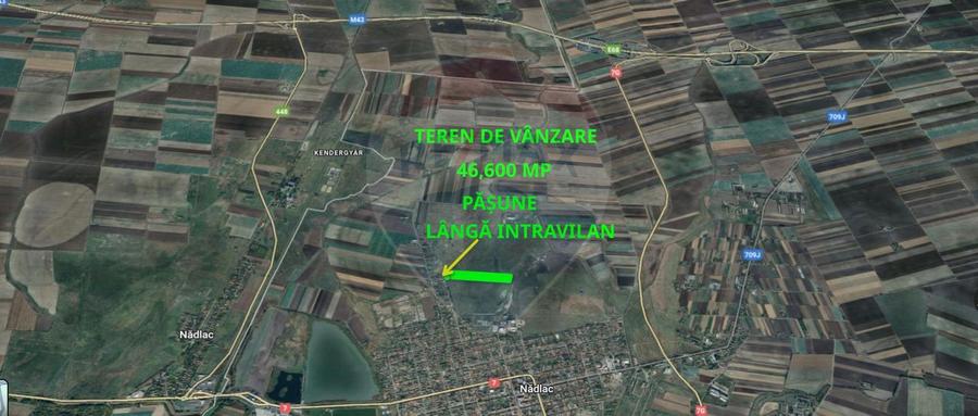 Teren cu potențial de vânzare 46,600mp lângă intravilan, în Nadlac - 1