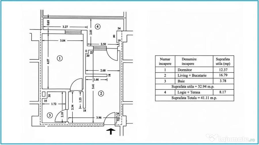 Apartament cu 2 camere semidecomandat în Central