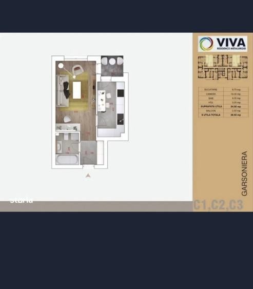 Garsonieră decomandată în Exterior Vest