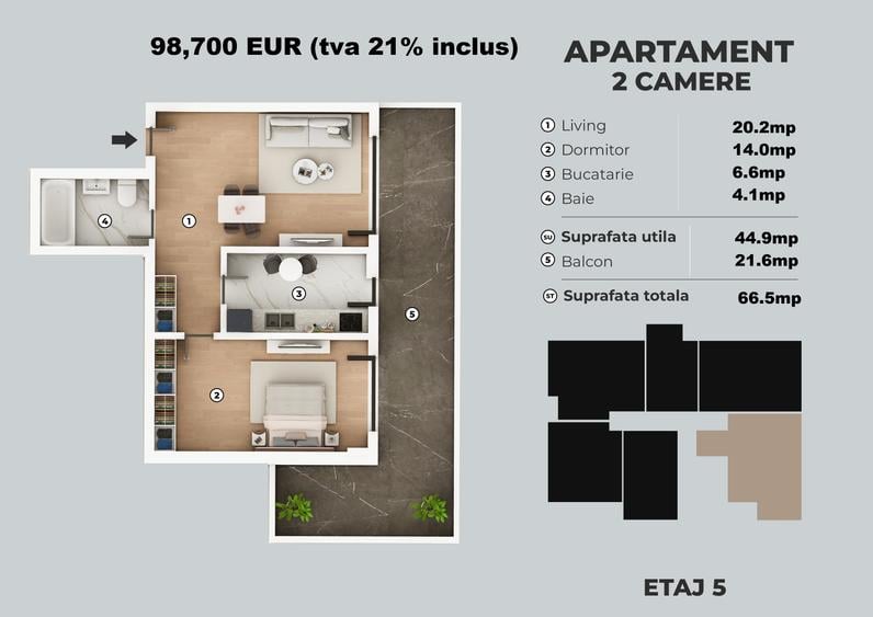 Apartament cu 2 camere semidecomandat în Metalurgiei