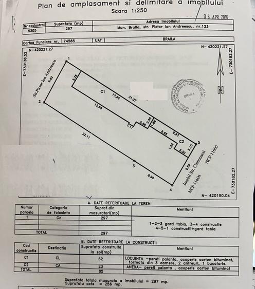 Teren Construcții intravilan de 297 mp, în Buzaului