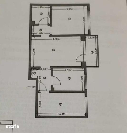Apartament cu 3 camere semidecomandat în Central