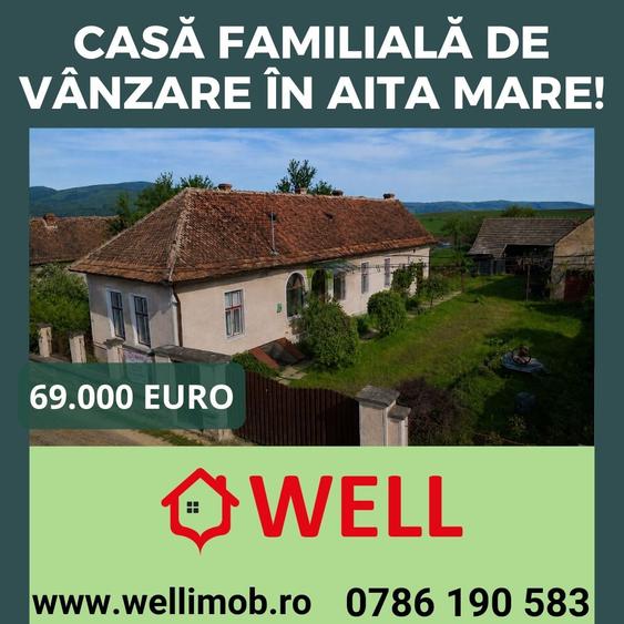 Casă cu 2 camere cu Teren 2000 Mp în Aita Mare
