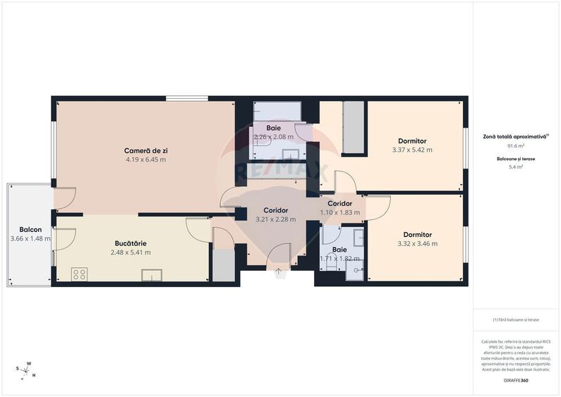 Apartament cu 3 camere decomandat, mobilat în Tei