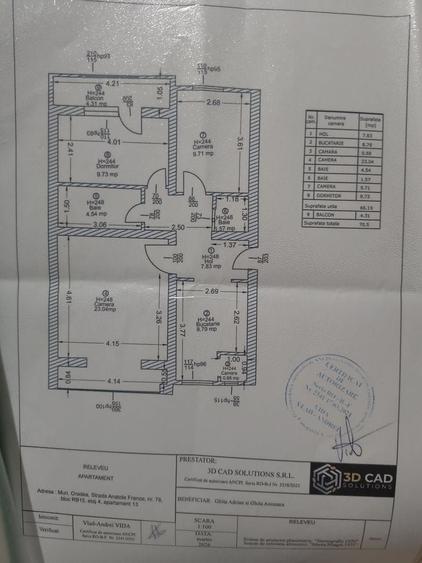 Apartament cu 3 camere decomandat în Cantemir