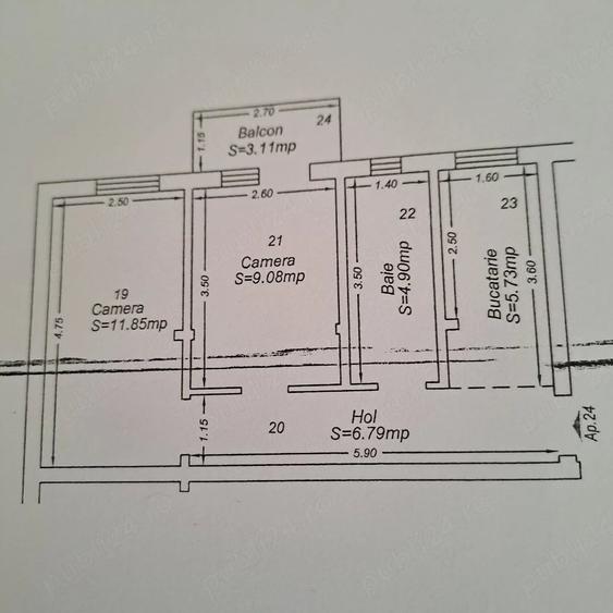 Apartament cu 2 camere decomandat în Șagului