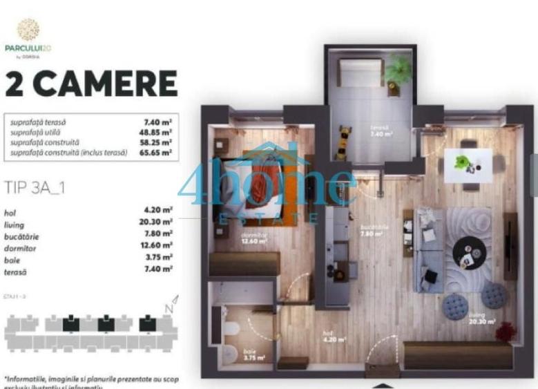 Apartament cu 2 camere în Aviatorilor