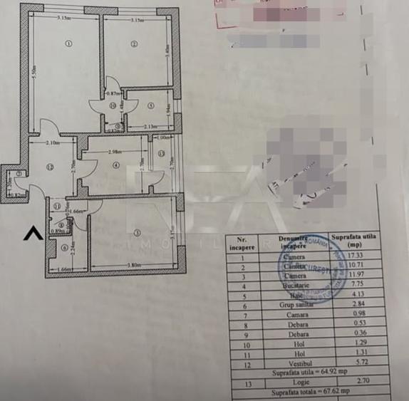 Apartament cu 3 camere semidecomandat, mobilat în Crângași