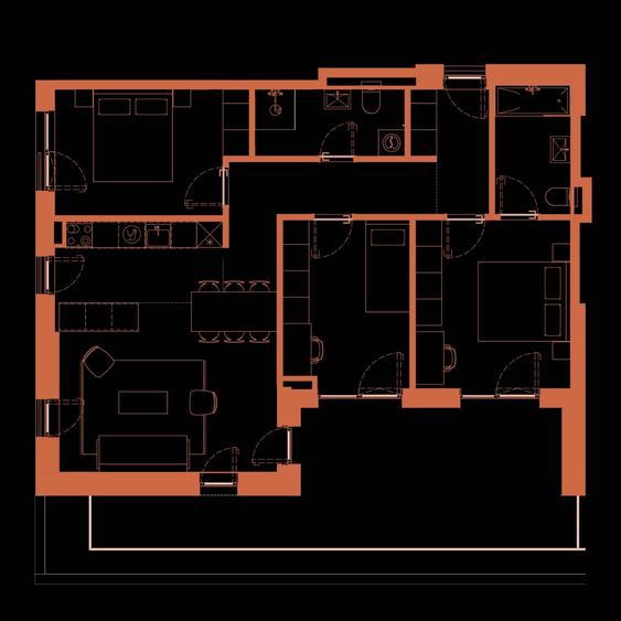 Apartament nou cu 4 camere decomandate, 90mp, etaj 1, finisat modern, cu 2 bai si 2 balcoane - 1