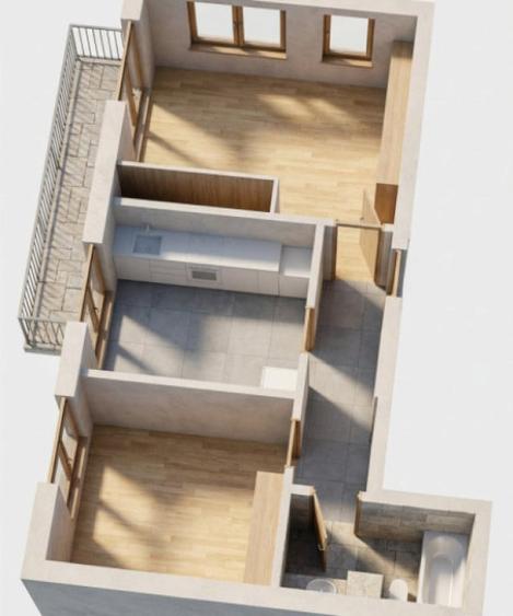 Apartament 2 CAM, SU 59.91MP BALCON 7.66, zona IRIS - 3