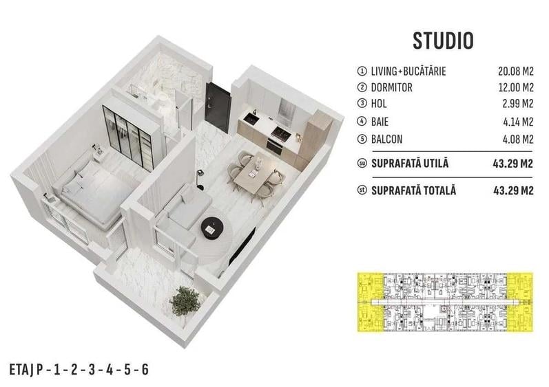 Apartament cu 2 camere decomandat în Vest