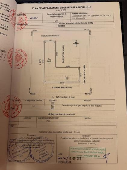Teren Construcții intravilan de 633 mp, în Corbu