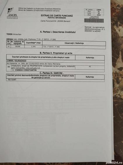 Teren de 1241 mp, în Urleta