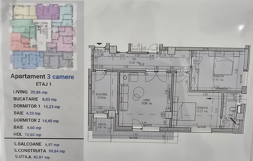 Apartament cu 3 camere în Sisești